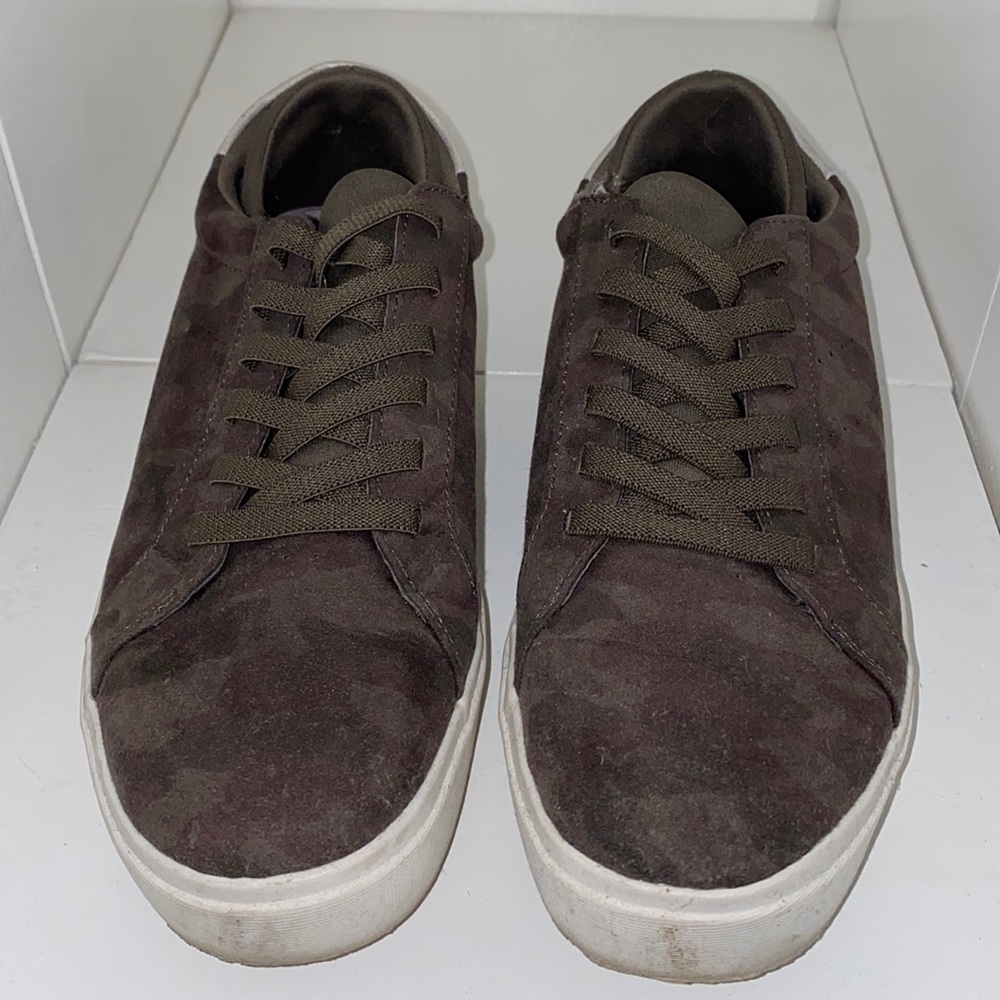 Olive green camouflage sneakers